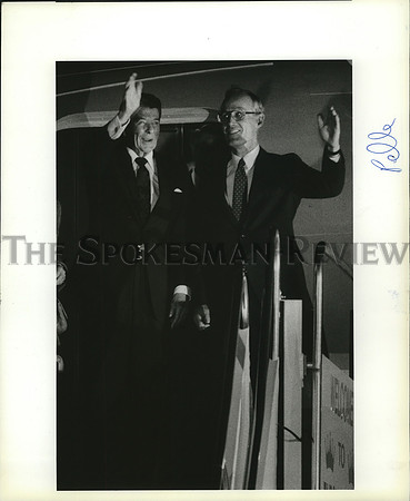 1986 Press Photo Ronald Reagan Spokane visit