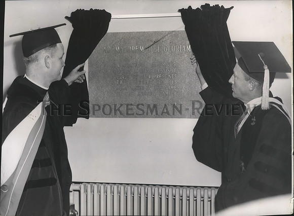 1957 Press Photo College- Gonzaga U- Buildings- Crosby Library- Dedication
