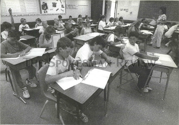 1990 Press Photo Tacy McLeod's classroom at Rathdrum Upper Elementary