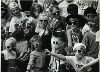 1990 Press Photo Moran Prairie 3rd graders perform rap song at dedication rites