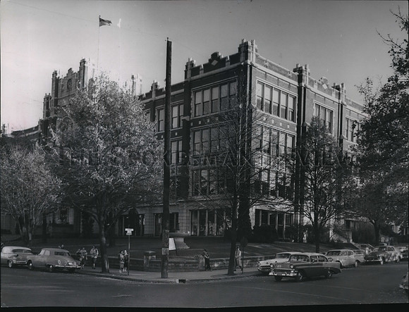 1958 Press Photo Lewis & Clark High School Building