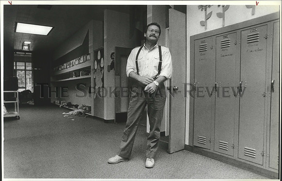 1987 Press Photo Sorenson Elementary Principal Pat Plamondon could lose position