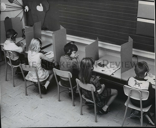 1968 Press Photo Bancroft Elementary School Students, Spokane