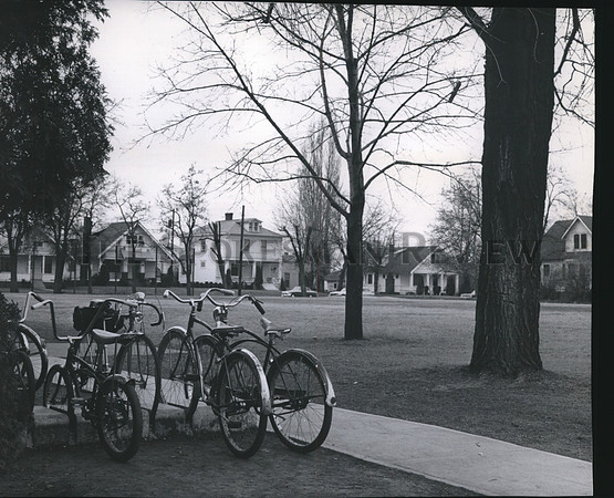1967 Press Photo Bikes parked at the Playground at Havermale Junior High School
