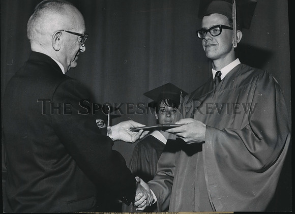 1966 Press Photo Dwayne A Adams the first graduate in Ferris High School Spokane