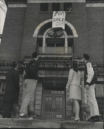 1976 Press Photo "For Sale" sign at the North Central High School building