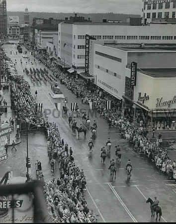 1957 Press Photo Lilac Festival Parade-aerial view