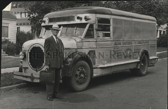 1946 Press PhotoAlva Snyder purchased an old City Lines bus and remodeled it.