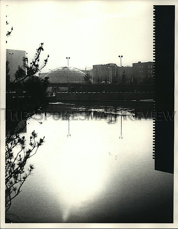 1974 Press Photo Expo '74 before the crowds arrive. Quiet, sound of the river.