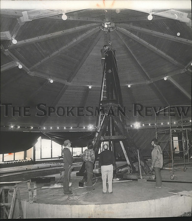 1975 Press Photo Spokane's Old Natatorium Antique Carousel