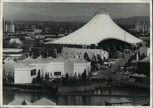 1974 Press Photo The vinyl-canopied U.S. Pavilion on the Spokane Expo grounds