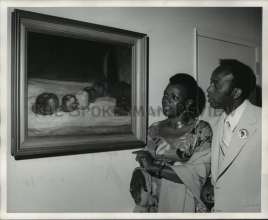 1974 Press Photo Mikelle Fletcher & Frank Russell, Expo Afro-American Pavilion