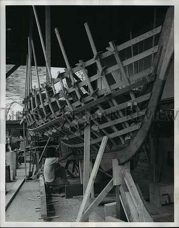 1974 Press Photo Friendship Sloop moves toward completion in Folklife Festival.