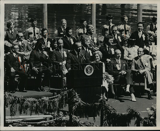 1974 Press Photo President Nixon addresses a crowd at Expo '74 in Spokane
