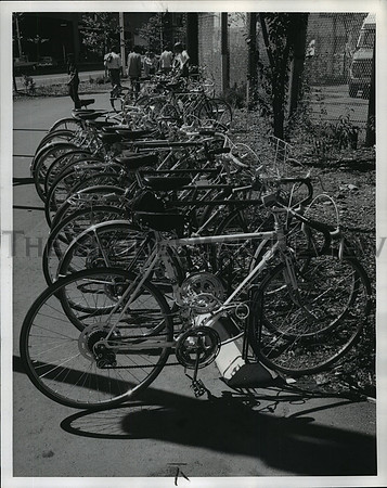 1974 Press Photo Full bicycle racks at the Red Gate, at Expo '74.