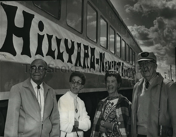 1968 Press Photo Great Northern Railway retirees, Hillyard train excursion, Wa.