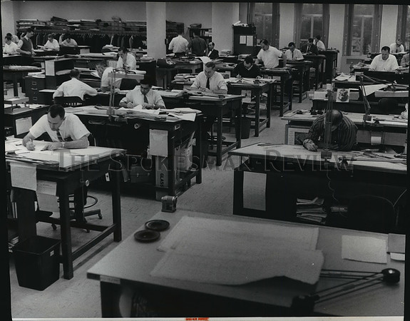 1967 Press Photo Draftsman at work, Department of Highway offices in Olympia