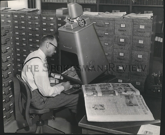 1957 Press Photo Harold R Boyd, manager of the newspaper reference library