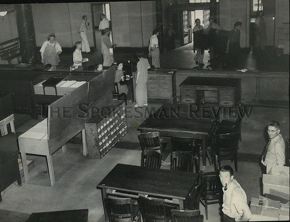 1940 Press Photo WPA Staff Moves Into Old Land Bank Building, Spokane Zone, Wash
